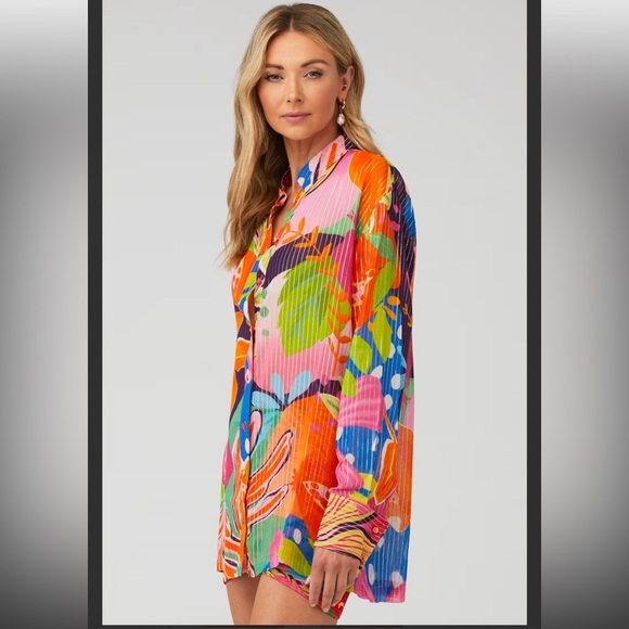 Rococo Sand ($232) Plum Shirt in Mix Fruit Button Down Blouse Top Size XL - Picture 1 of 8